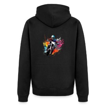 Motocross decal - Unisex Premium Organic Zip Hoodie - black - Back - Nico (187cm)