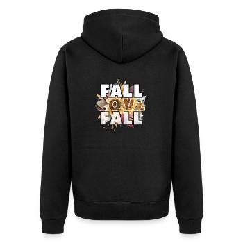 Fall, Love, Fall - Unisex Premium Bio Zip Hoodie - Schwarz - Hinten - Nico (187cm)