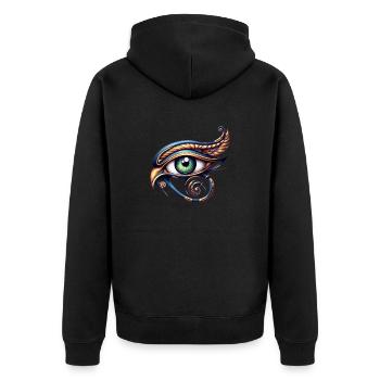 BlueHorus - Eye of Horus - Œil oudjat - Veste à capuche bio Premium Unisexe - noir - Dos - Nico (187cm)
