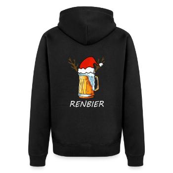 Partner Pullover RENBIER und WEINTIER Weihnachten - Unisex Premium Bio Zip Hoodie - Schwarz - Hinten - Nico (187cm)