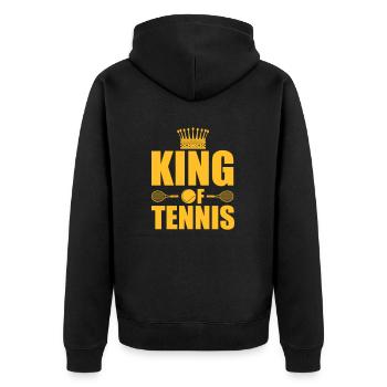 King of tennis - Unisex Premium Bio Zip Hoodie - Schwarz - Hinten - Nico (187cm)