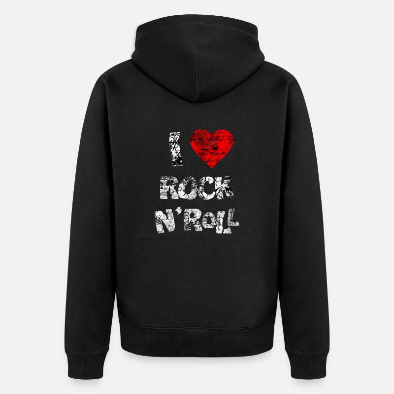 I LOVE ROCK N'ROLL - Veste à capuche bio Premium Unisexe - noir
