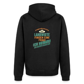 JGA BRAEUTIGAM - Landwirt - petrol strong orange - - Unisex Premium Bio Zip Hoodie - Schwarz - Hinten - Nico (187cm)