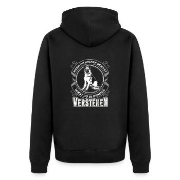 Deutscher Schäferhund - Unisex Premium Bio Zip Hoodie - Schwarz - Hinten - Nico (187cm)