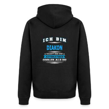 DIAKON - Unisex Premium Bio Zip Hoodie - Schwarz - Hinten - Nico (187cm)