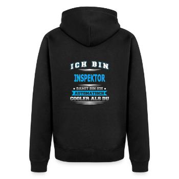 INSPEKTOR - Unisex Premium Bio Zip Hoodie - Schwarz - Hinten - Nico (187cm)