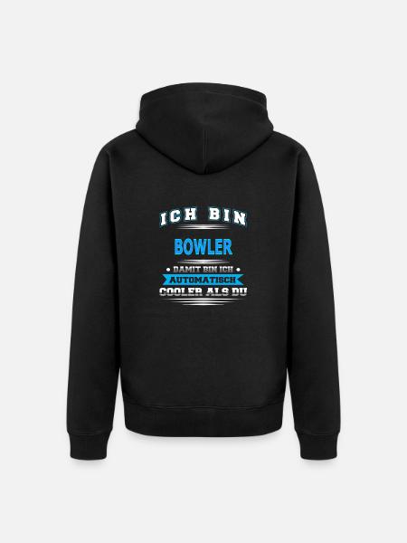 BOWLER - Unisex Premium Bio Zip Hoodie - Schwarz