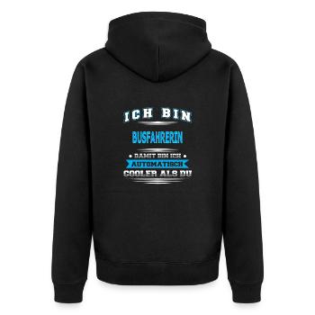 BUSFAHRERIN - Unisex Premium Bio Zip Hoodie - Schwarz - Hinten - Nico (187cm)