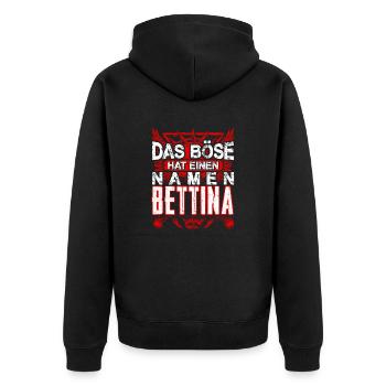 BETTINA - Böse - Unisex Premium Bio Zip Hoodie - Schwarz - Hinten - Nico (187cm)