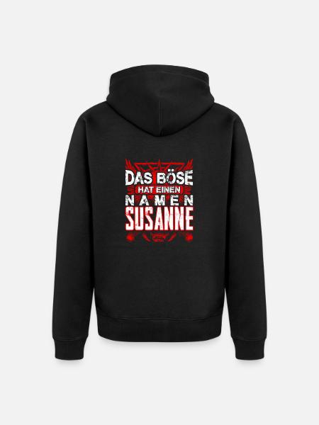 SUSANNE - böse - Unisex Premium Bio Zip Hoodie - Schwarz
