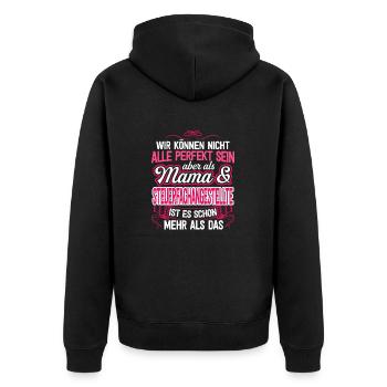 STEUERANGESTELLTE - Mama - Unisex Premium Bio Zip Hoodie - Schwarz - Hinten - Nico (187cm)