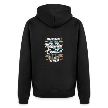 Motivation - Unisex Premium Bio Zip Hoodie - Schwarz - Hinten - Nico (187cm)