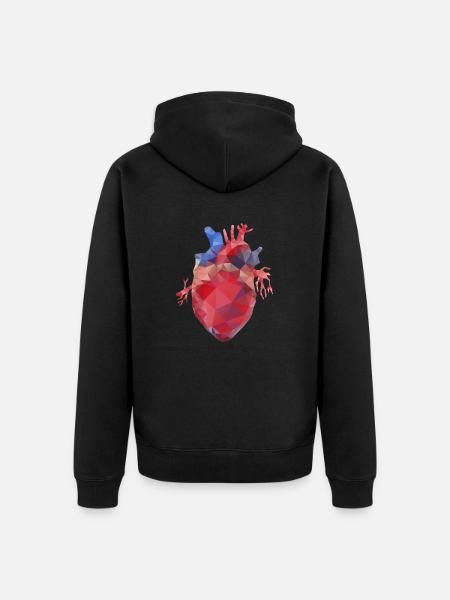 Heart low poly - Unisex Premium Organic Zip Hoodie - black