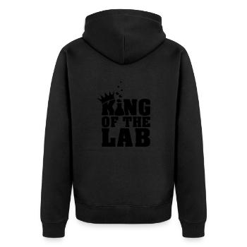 king of the lab (c, 1c) - Unisex Premium Bio Zip Hoodie - Schwarz - Hinten - Nico (187cm)