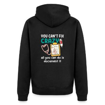 Nurse Tshirt Funny - Unisex Premium Bio Zip Hoodie - Schwarz - Hinten - Nico (187cm)