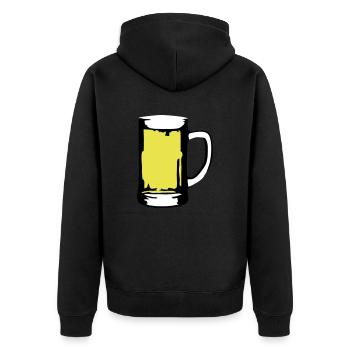 Bier - Unisex Premium Bio Zip Hoodie - Schwarz - Hinten - Nico (187cm)