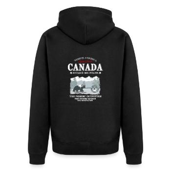 Canada - Grizzly Bear - Unisex Premium Bio Zip Hoodie - Schwarz - Hinten - Nico (187cm)