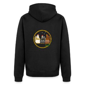 Huehner Hühner Huhn Hahn Kücken Vogel Ei Ostern - Unisex Premium Bio Zip Hoodie - Schwarz - Hinten - Nico (187cm)