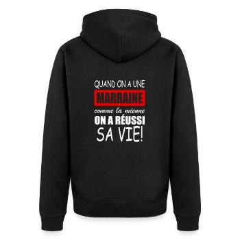 quand on a une marraine comme la mienne - Veste à capuche bio Premium Unisexe - noir - Dos - Nico (187cm)