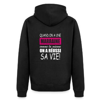 quand on a une marraine comme la mienne - Veste à capuche bio Premium Unisexe - noir - Dos - Nico (187cm)