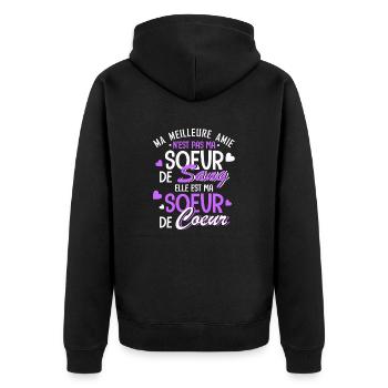 ma meilleure amie est ma soeur de coeur - Unisex Premium Bio Zip Hoodie - Schwarz - Hinten - Nico (187cm)
