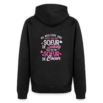 ma meilleure amie est ma soeur de coeur - Unisex Premium Bio Zip Hoodie - Schwarz - Hinten - Nico (187cm)