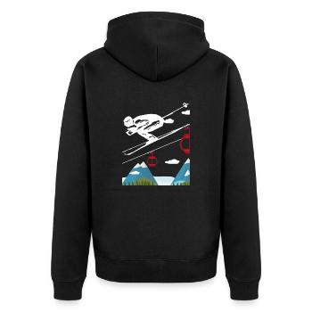 Ski skiing vacation skiing - Unisex Premium Organic Zip Hoodie - black - Back - Nico (187cm)