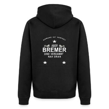 Die Stadt Bremen Bremer - Unisex Premium Bio Zip Hoodie - Schwarz - Hinten - Nico (187cm)