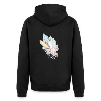 irisierende Kristalle mit Elfen Flügel und Sterne - Unisex Premium Bio Zip Hoodie - Schwarz - Hinten - Nico (187cm)