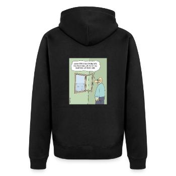 4199 Fliegengitterhalbmaskennasenpimmelcartoon - Unisex Premium Bio Zip Hoodie - Schwarz - Hinten - Nico (187cm)