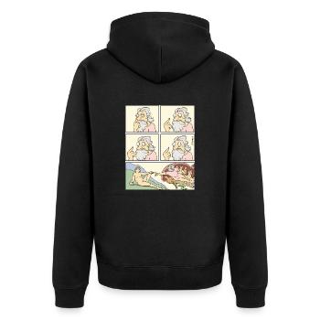 4218 StattEva - Unisex Premium Bio Zip Hoodie - Schwarz - Hinten - Nico (187cm)