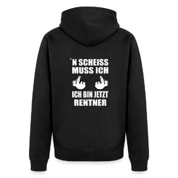 Ruhestand - Rente Rentner - Unisex Premium Bio Zip Hoodie - Schwarz - Hinten - Nico (187cm)