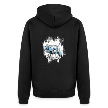 DS50 / swallow driver / Ostalgie / moped oldtimer - Unisex Premium Organic Zip Hoodie - black - Back - Nico (187cm)