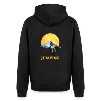 Jumping Skispringen Winter Sport-Geschenk Fan-Springen - Unisex Premium Bio Zip Hoodie - Schwarz - Hinten - Nico (187cm)