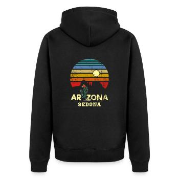Sedona Arizona Vintage Sunset - Unisex Premium Organic Zip Hoodie - black - Back - Nico (187cm)
