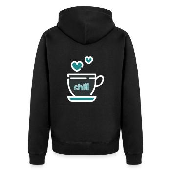 Chill - Unisex Premium Bio Zip Hoodie - Schwarz - Hinten - Nico (187cm)