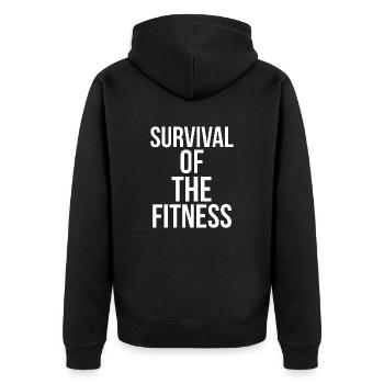 Survival of the Fitness // Drôle - Veste à capuche bio Premium Unisexe - noir - Dos - Nico (187cm)