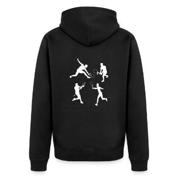 Tennis - Unisex Premium Bio Zip Hoodie - Schwarz - Hinten - Nico (187cm)