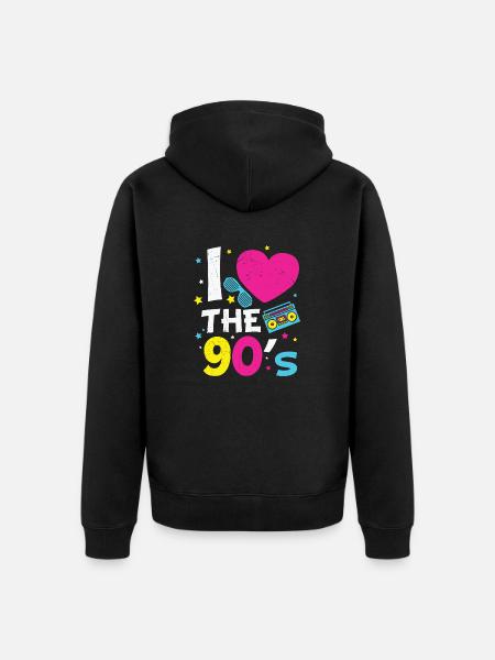 90s Nineties Theme Party Retro - Unisex Premium Organic Zip Hoodie - black