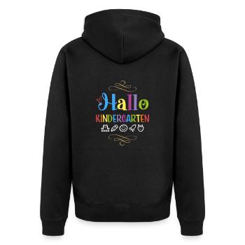 Hallo Kindergarten - Unisex Premium Bio Zip Hoodie - Schwarz - Hinten - Nico (187cm)