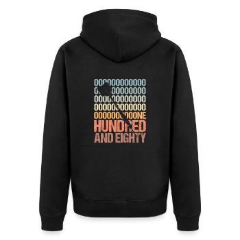 Dart 180 Darts Dartspieler Dartsport - Unisex Premium Bio Zip Hoodie - Schwarz - Hinten - Nico (187cm)