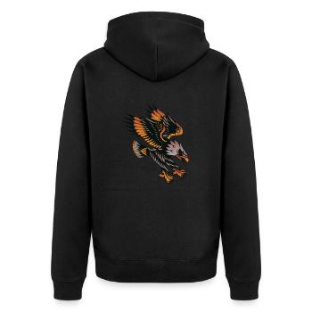 vautour aigle old school tattoo - Veste à capuche bio Premium Unisexe - noir - Dos - Nico (187cm)