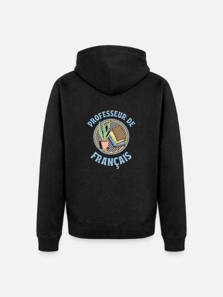 Professeur de français cadeau original livre - Veste à capuche bio Premium Unisexe - noir