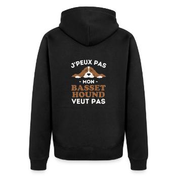 Chien de Race Basset Hound 2 - Veste à capuche bio Premium Unisexe - noir - Dos - Nico (187cm)