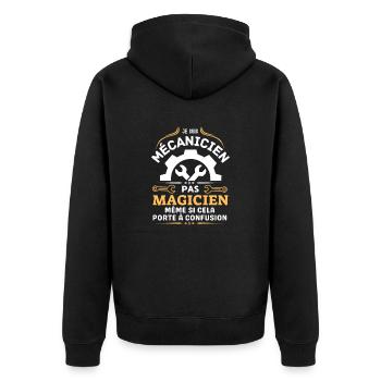 mécanicien pas magicien - Veste à capuche bio Premium Unisexe - noir - Dos - Nico (187cm)