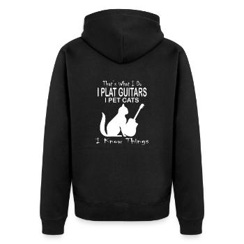 Cat Katze - Unisex Premium Organic Zip Hoodie - black - Back - Nico (187cm)