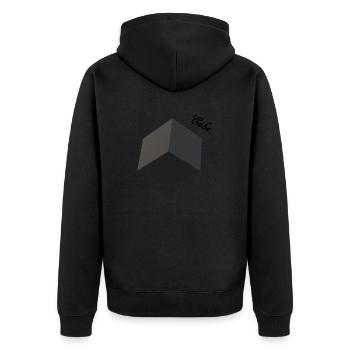Cube 3D - Unisex Premium Bio Zip Hoodie - Schwarz - Hinten - Nico (187cm)