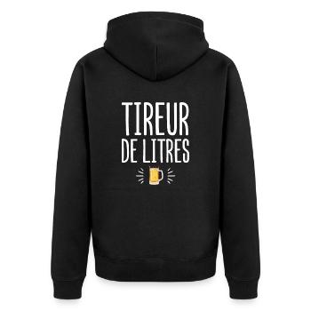 Tireur de litres cadeau humour alcool bière homme - Veste à capuche bio Premium Unisexe - noir - Dos - Nico (187cm)