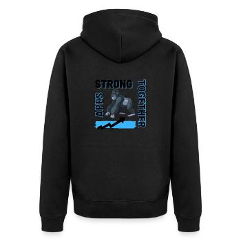 Apes Strong Together - Unisex Premium Bio Zip Hoodie - Schwarz - Hinten - Nico (187cm)