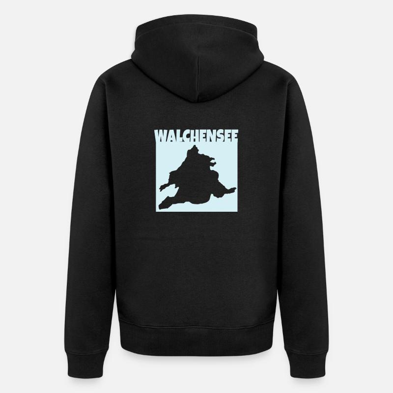 Walchensee - Silhouette - Unisex Premium Bio Zip Hoodie - Schwarz
